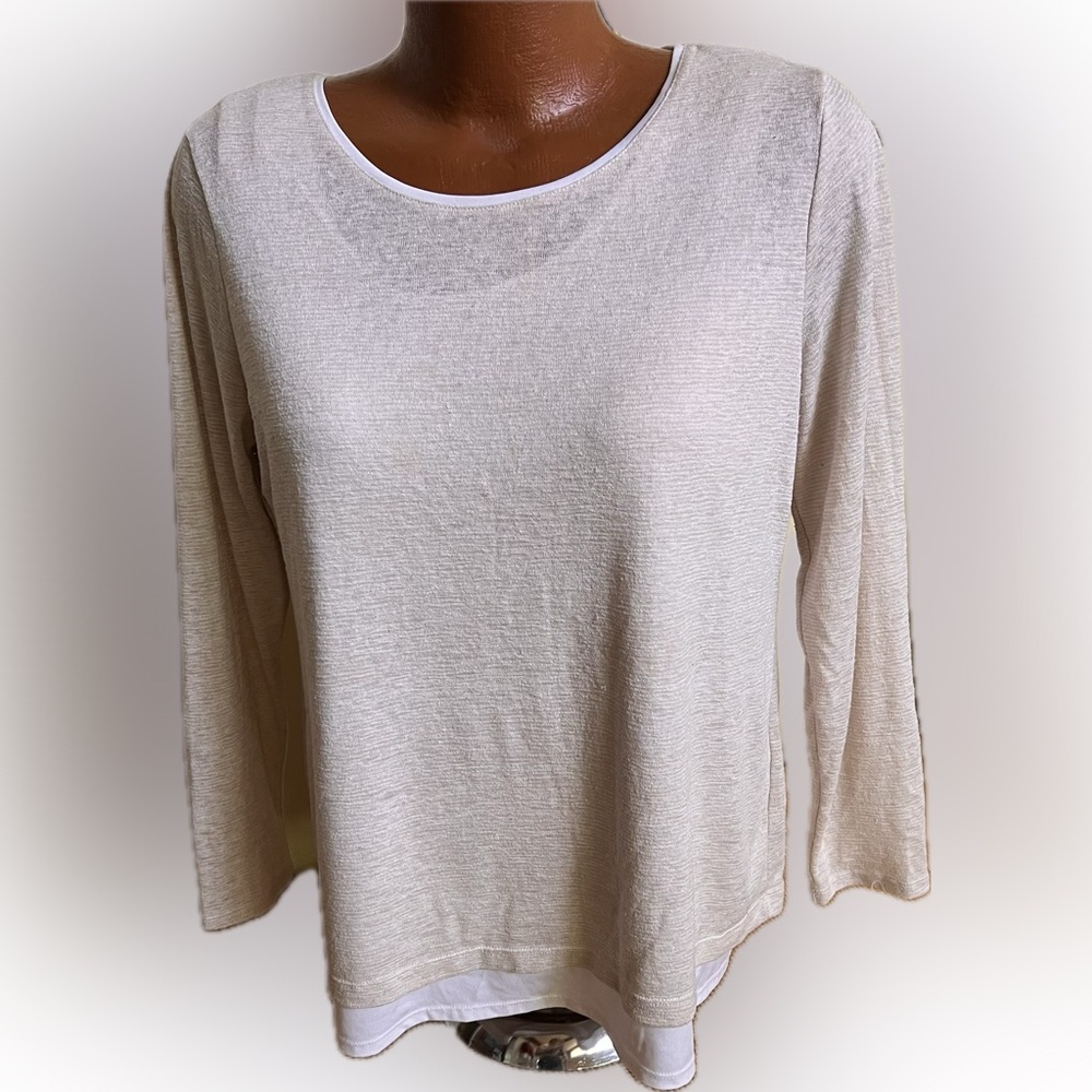 Chico’s double layer light weight modal summer top breezy 2 L 12 14 neutral 💕